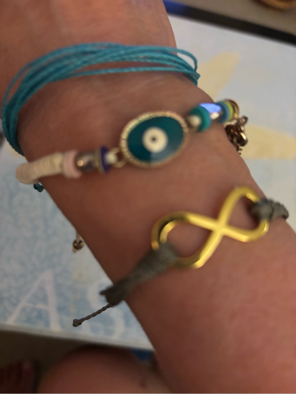 3 cord bracelets. 1 beaded Necklace. Pura Vida and evil eye bracelet. $18.00 - Picture 2 of 11